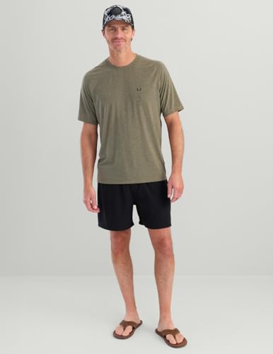 HUK Men's Drift Short Sleeve Lightweight Jersey Crew, Performance Fishing Shirt with UPF Sun Protection - color: Heather Moss, size: X-Large