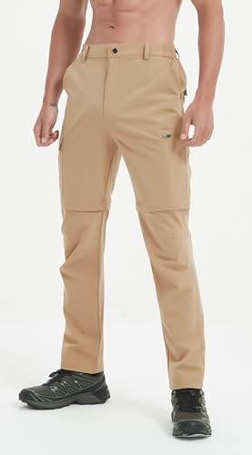 Men's Convertible Hiking Pants Zip Off Quick Dry Lightweight Safari Travel Camping Fishing Cargo Outdoor Pants - color: Khaki, size: 40