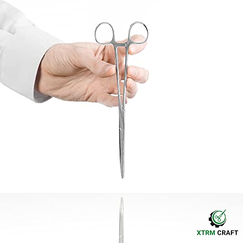 Precision Kelly Hemostat Forceps Locking Tweezers Clamp, Silver, Straight and Curved Stainless Steel (Straight, 10") - size: 10", style: Straight