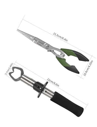 Fishing Tools Kit,Fishing Hook Remover Pliers | Fish Lip Gripper, Muti-Function Fishing Gear with Lanyard, Saltwater Resistant Fishing Accessories - color: 8"Fishing Pliers Green