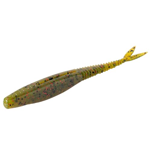 Strike King Mach Skooler Fishing Lure, Soft Plastic Jerkbait, Heavily Salted, Sleek Design, Erratic Action - color: Watermelon Red Flake, size: 5"
