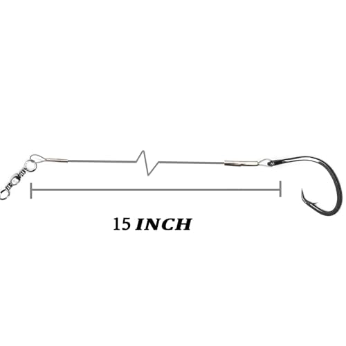 Circle Hook Rig Shark Surf Rigs, 20 Inch 49-Strands Steel Leader, Deep Sea Hooks for Big Fish - size: 6/0#