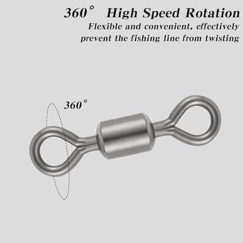100PCS Micro Swivels for Fly Fishing, 3 Size Micro Barrel Swivels | Small Rolling Barrel Swivels Fly Fishing Tackles, High Strength Barrel Swivel Hook line Connector with Coating