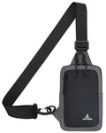 Peicees Small Crossbody Sling Bag Chest Bag Dual Pocket Water Resistant Fanny Pack Running Phone Holder for Men Women Workout Travelling, Dark Grey - color: Dark Grey
