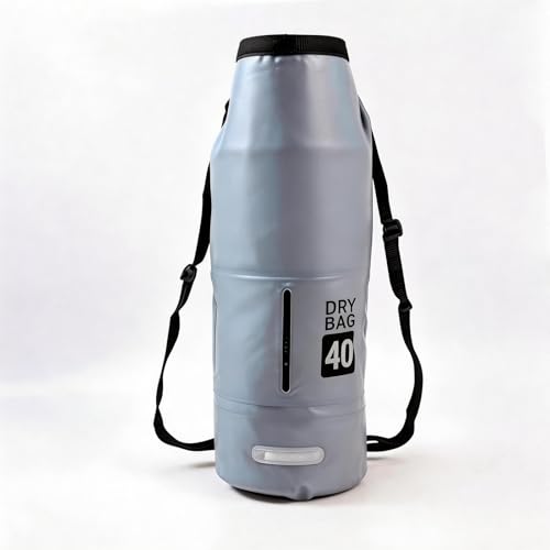 40L Waterproof Dry Bag - Floating Heavy Duty PVC Dry Sack - for Boating, Fishing & Beach - Backpack Style Waterproof Bag for Men & Women - color: Grey, size: 40L