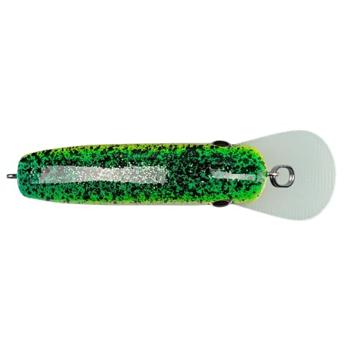Strike King Chick Magnet Jr. Crankbait Fishing Lure, 1/4 oz, Dives 4-6 Feet, Premium Hooks - color: Chartreuse with Blue/Black Splatterback