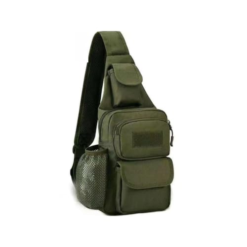Sling Bag Crossbody Backpack for Men, Tactical Chest Shoulder Bags Daypack | Camouflage Cross Body Bag with Convertible Waterproof Shoulder Strap Trendy Casual Daypacks and Water Bottle Holder Chest Bag - color: Green