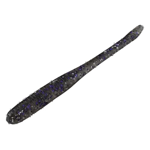 Drop Worm - 4" - Finesse Smallmouth Bass Fishing - Dropshot - Ultra Realistic - Matte Finish - Neutral Buoyant Soft Plastic - color: Smoke Clear Purple Flake