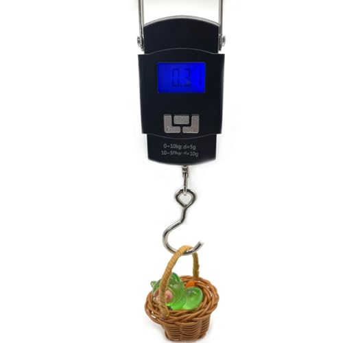Art&Beauty Digital Fish Scale, 110 lbs Capacity, Hanging Balance with LCD Backlight Display, Portable Handle, Stainless Steel Hook