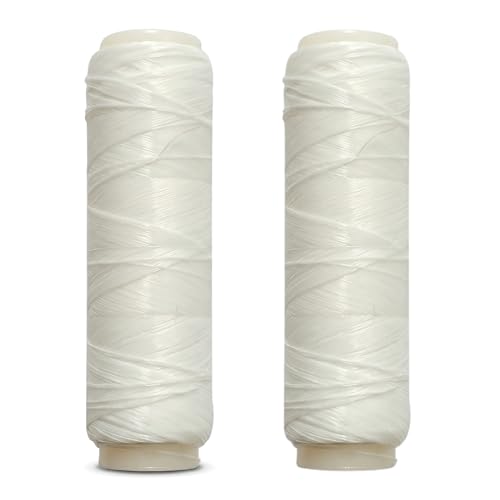 2-Pack Clear Elastic Fishing Line, Invisible Bait Thread 0.2mm (~0.008in), 656ft per Spool, Transparent Stretch Line for Rigging & Bait Tying, for Salmon, Sturgeon & Bass