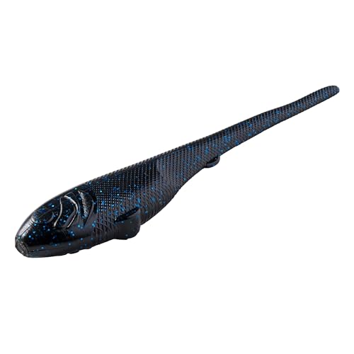 YUM Sniper Shad Soft Plastic – Realistic Minnow Bass Fishing Lure, Jig Head & Underspin Trailer, 3” 4” 5” Sizes, Multiple Colors - color: Black Blue, size: 5"