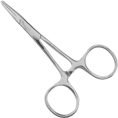 Precision Kelly Hemostat Forceps Locking Tweezers Clamp, Silver, Straight and Curved Stainless Steel (Straight, 4") - size: 4", style: Straight