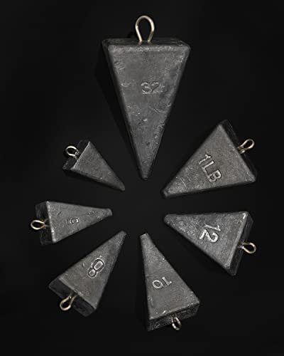 BLUEWING Pyramid Sinkers Lead Fishing Weights 1oz,2oz,3oz,5oz,8oz,10oz,12oz,16oz,32oz for Saltwater - style: #08 5oz, 10 Pack