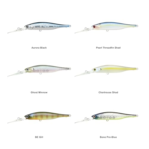 LUCKY CRAFT Lightning Staysee 90SP Freshwater Fishing Lures, Suspending Jerkbait with Long Bill, Fishing Gear for Bass, Smallmouth, Walleye, Pike, Tackle Box Accessories - color: 180 Flake Flake Golden Sun Fish