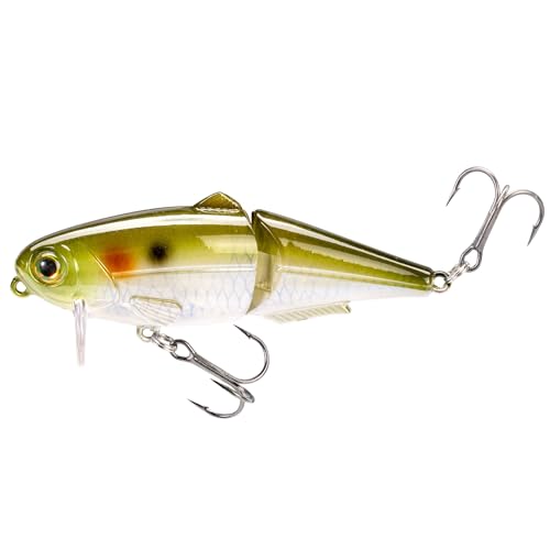 Strike King (HCWS2-864) Wake Shad Fishing Lure, Single Jointed Swimming Topwater Wakebait, 1-Ounce, Size 2 Treble Hooks, Ghost Herring