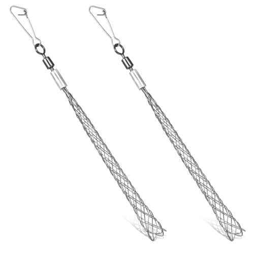 2 Pcs 1/2 Inch Wire Pulling Grip Mesh Cable Pulls Cable Pulling Grip Sock Metal Cable Puller Socks Wire Pulling Tools Wire Grip Flexible Snap for Electrical Pulling Grips Light and Heavy Cables