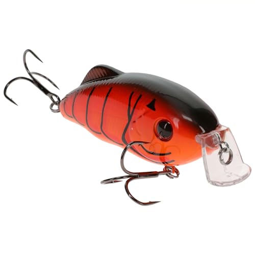 Strike King Hybrid Hunter Shallow Jr. Fishing Lure, Shallow Diving Crankbait, 90-Degree Bill, 3D Eyes, Loud Rattle, Dives 1 to 3-Feet,Size 4 & 6 Treble Hooks - color: Fire Craw, size: 1/2 oz