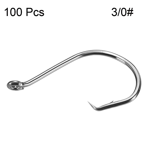 PATIKIL Fishing Circle Hooks Carbon Steel Offset Hook with Barbs for Freshwater Saltwater - size: 34mm/1.34"