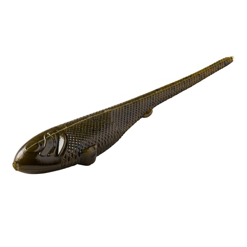 YUM Sniper Shad Soft Plastic – Realistic Minnow Bass Fishing Lure, Jig Head & Underspin Trailer, 3” 4” 5” Sizes, Multiple Colors - color: Green Pumpkin, size: 4"
