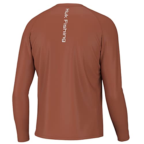 HUK Men's Pursuit Vented Long Sleeve Fishing Shirt (+30 UPF) - color: Baked Clay, size: Small