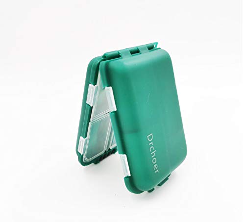 2x Small Hard Fishing Tackle Box Portable Case Hooks Lure Baits Storage Box Containers For Storing Swivels Jigs Hooks Sinker,10 Compartments (Green) - color: Green