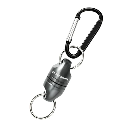 Magnetic Net Release for Fly Fishing, Aluminum Magnetic Quick Release Keychain, Fly Fishing Net Magnet Holder Retractor with Carabiner - color: gun metal