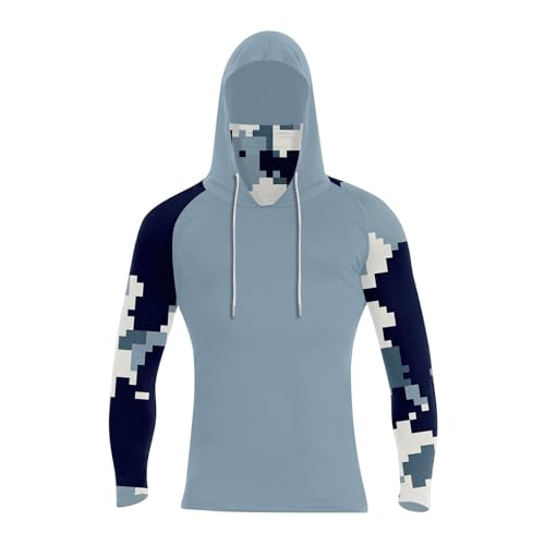Hooded Fishing Shirts with Face Mask Cooling UPF 50+ Sun Protection Rash Guard Moisture Wicking Outdoor Boat Sun Shirt - color: A02-black, size: Medium