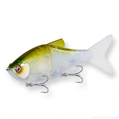 LITTMA Shiner Glide Slow Sinking Glide Baits, Subtle S-Curve Action Jointed Swimbait - Midwest, South Lakes, Rivers, Freshwater Lure for Bass, Trout, Pike - color: Ghost Bass
