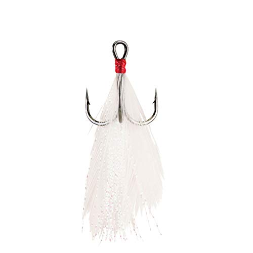 Berkley Fusion19 Wide Gap Live Bait Hooks, Size 4 Fishing Hooks, Needle Point with SlickSet Coating for Easy Penetration, Forged for Added Strength - color: White, size: 6, style: Feathered Treble