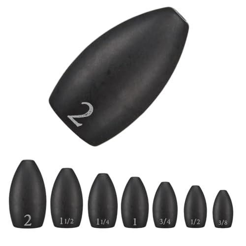 Reaction Tackle Tungsten Flipping Weights for Bass Fishing - Punch Sinkers for Heavy Cover - Size Stamped Texas and Carolina Rig Freshwater and Saltwater - color: Never Chip Black, size: 1-1/2 oz (2-Pack)