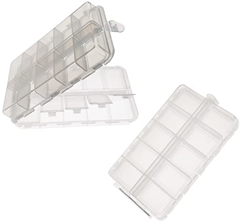 2x Small Hard Fishing Tackle Box Portable Case Hooks Lure Baits Storage Box Containers For Storing Swivels Jigs Hooks Sinker,20 Compartments (White) - color: White
