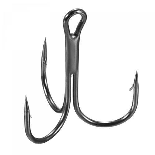 PATIKIL Treble Fish Hooks, Carbon Steel Sharp Round Bend Hook Triple Barbed Hook for Freshwater Saltwater - color: Black, size: 30mm/1.18"