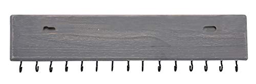 SANY DAYO HOME Jewelry Organizer with 30 Hooks and Cosmetics Shelf, 15 x 3 x 4 inches Wall Mounted Rustic Pine Wood Holder for Necklaces and Bracelets, Suitable for Kids and Adults (Gray) - color: 30 Hooks Grey