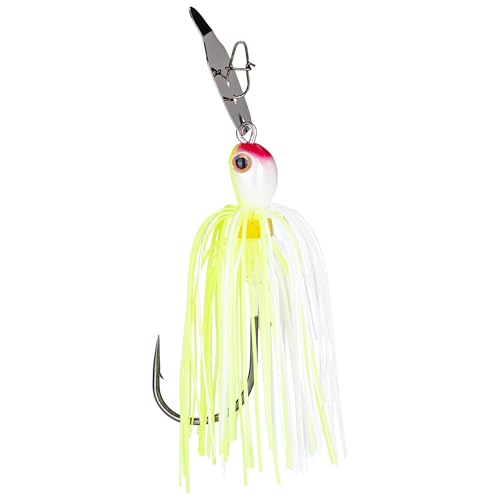 Strike King Thunder Cricket Fishing Lure, Vibrating Swim Jig, Silver Blade, 4/0 Jungle-Style Flipping Hook - color: Chartreuse White, size: 1/2 oz