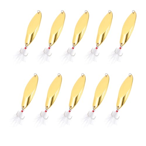 PATIKIL Fishing Spoons, Fishing Lures Casting Spoon Treble Hooks Jigs Hard Metal Spinner Baits for Freshwater Saltwater Salmon - color: Gold Tone, size: 1-3/8 oz