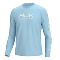 HUK Men's Pursuit Vented Long Sleeve Fishing Shirt (+30 UPF) - color: Crystal Blue, size: Small