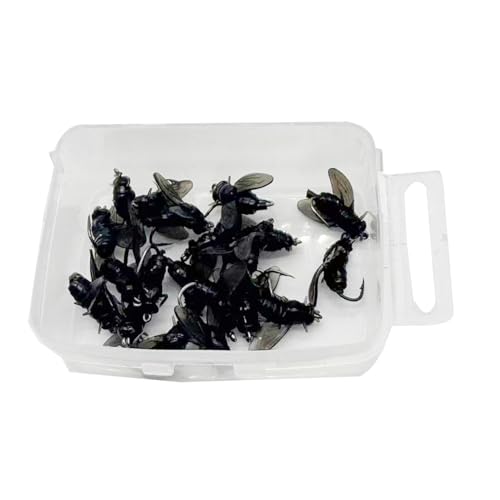 40pcs/Set Black Bionic Fly Fishing Bait Hooks Dry Soft Artificial Flies Fly Fishing Lures Flies Spinner Swim Baits Fly Fishing Hook Lures Trout Jigs Swimbaits Size:15mm