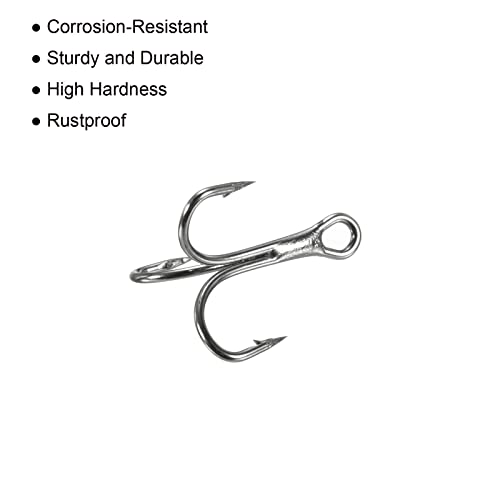 PATIKIL Treble Fish Hooks, Carbon Steel Sharp Round Bend Hook Triple Barbed Hook for Freshwater Saltwater - color: Black, size: 13mm/0.51"