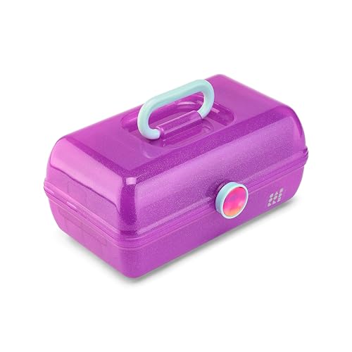 Caboodles On-The-Go Girl Makeup Box, Purple Sparkle, Show Girl Collection, Hard Plastic Makeup Organizer Box, Built-In Mirror, Secure Latch for Safe Travel, Spacious Storage for Large Items - color: Purple Sparkle Show Girl