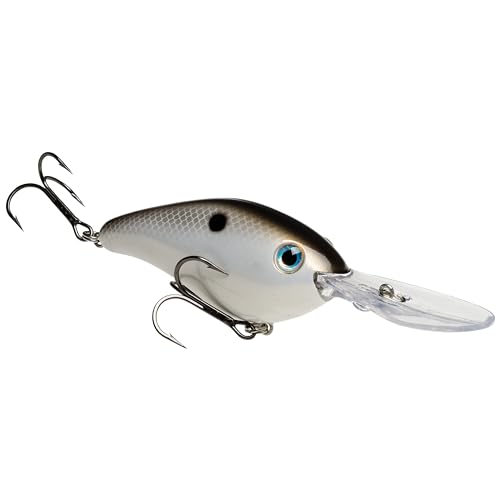 Strike King Pro Model 6XD Fishing Lure, Deep Diving Crankbait, Unique Curved Bill, Free-Floating Rattle Chambers, 1-Ounce, Dives to 19-Feet, Size 1 Treble Hooks - color: Gizzard Shad, size: 1 oz