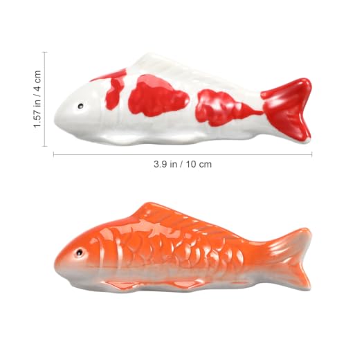 2 Pcs Ceramic Floating Fish, 3.9 Inch Orange Fake Goldfish Decor, Aquarium Tank Koi Accessories Outdoor Pond Glass Bowl Water Garden