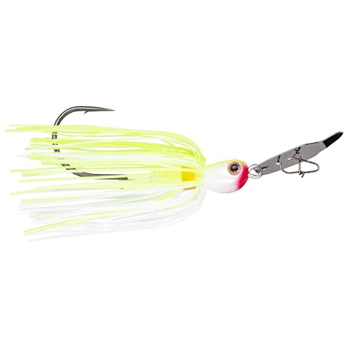 Strike King Thunder Cricket Fishing Lure, Vibrating Swim Jig, Silver Blade, 4/0 Jungle-Style Flipping Hook - color: Chartreuse White, size: 1/2 oz