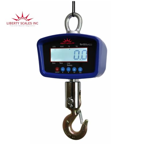 Liberty LS-924 Digital Hanging Crane Scale – 2000 lb x 0.5 lb Capacity – Suitcase Weight Scales for Travel, Medium General Purpose Weight Scales – Industrial Hanging Scale with LCD Display - style: 2000 lb x 0.5 lb