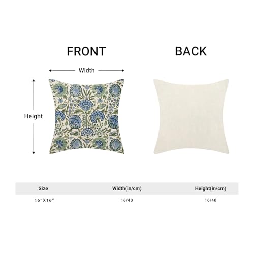 Vintage Boho Pillow Covers 16x16 Set of 2, Navy Blue Sage Green Floral Decor Decorative Throw Pillows Farmhouse Linen Summer Outdoor Cushion Case for Home Couch Sofa Decor - color: Outdoor Flower3, size: 16" x 16" (Pack of 1)
