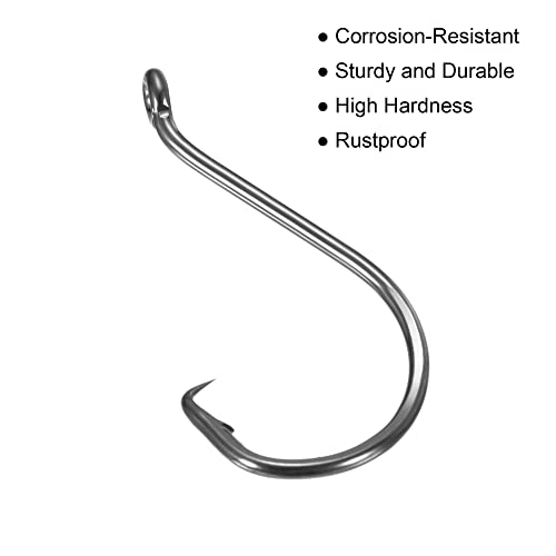 PATIKIL Fishing Circle Hooks Carbon Steel Offset Hook with Barbs for Freshwater Saltwater - size: 36mm/1.42"