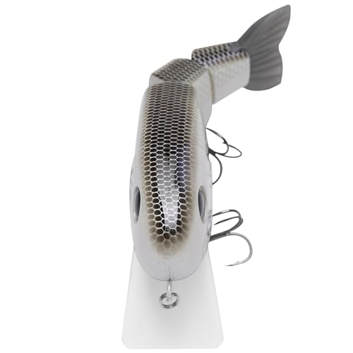 BASSROCK Topwater Fishing Lures for Bass Pike Salmon Floating Swimbait Jointed Crankbait Freshwater Saltwater 4.9in/1.76oz RK1001 - color: White Shad, size: 4.9in/1.76oz