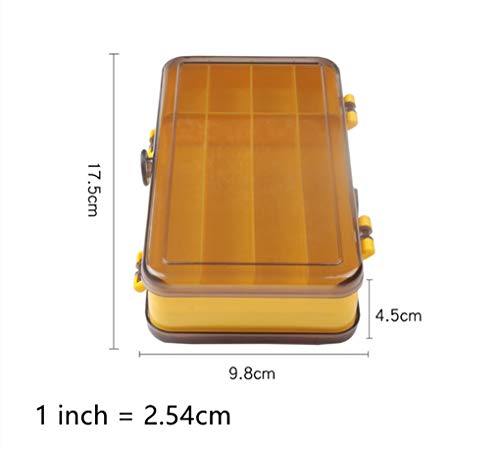 Toasis Two Sided Plastic Box Fishing Lure Storage Container Organizer Small Fishing Tackle Box - color: Yellow