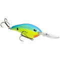 Strike King Pro Model 6XD Fishing Lure, Deep Diving Crankbait, Unique Curved Bill, Free-Floating Rattle Chambers, 1-Ounce, Dives to 19-Feet, Size 1 Treble Hooks - color: Chartreuse / Powder with Blue Back, size: 1 oz