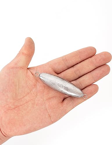 BLUEWING Torpedo Sinker Through Wire Fishing Weight Saltwater Bullet Lead Double Ringed 2oz-48oz - style: #04 6 Ounce, 3 Pack