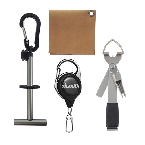 Eupheng Fly Fishing Tools Kit, Fly Fishing Tying Knot Tool, Fly Fishing Tippet Spool Holder, Zinger Retractor and Dry Fly Patch - color: Basic Kit